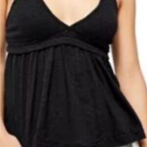 Free People Black V-Neck Empire Waist Camisole